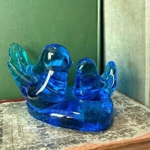 Bluebirds of Happiness • Signed Leo Ward 1995 • Art Glass